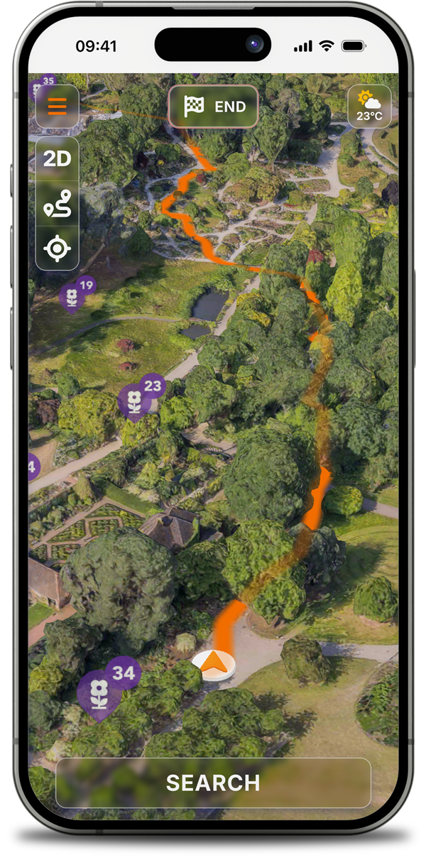 On-property wayfinding inside HypaMaps — turn-by-turn routing across the destination.